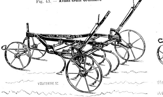 Gravure : cultivateur Grip porté à l'avant par deux roues montées sur un essieu, sans vis de commande